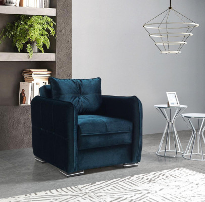 Diseño de sillón de lujo relax de tela azul para salón de club moderno