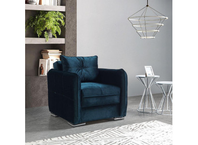 Diseño de sillón de lujo relax de tela azul para salón de club moderno