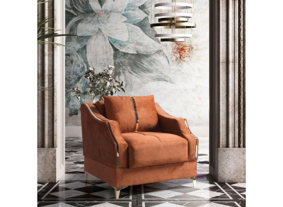 Diseño de sillón de lujo de tela para relajarse con acero inoxidable.