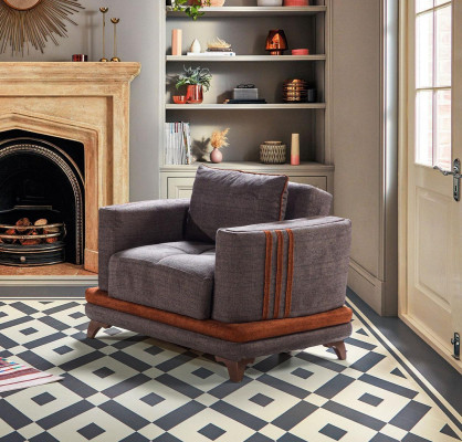 Diseño de sillón de lujo de tela gris para relajarse en el club moderno de lujo.