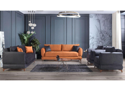 Conjunto de sofás 3+2+1+1 de madera Sala de estar Sofá de lujo moderno de tela completo