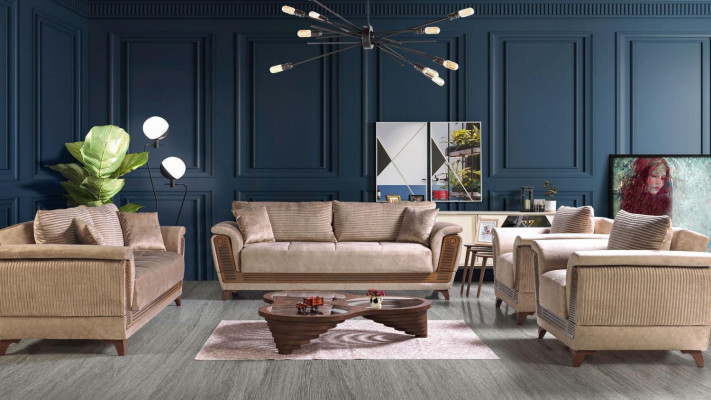 Conjunto de sofá 3+2+1+1 asientos en tela moderna completo sillón sofá 3 plazas lujo nuevo.