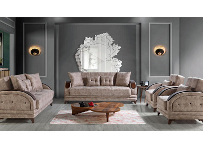 Conjunto de sofás 3+2+1+1 de lujo de madera para sala de estar, sofá moderno de tela completamente nuevo.