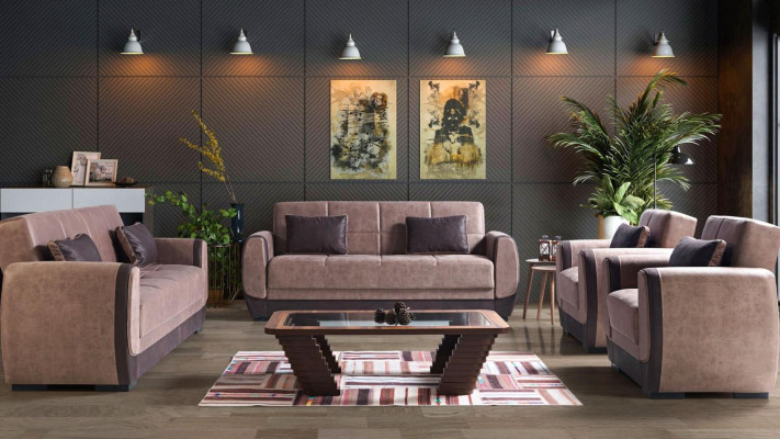 Conjunto moderno de sofá y sillón en textil de lujo completo, lujo, sofás 3+2+1+1 plazas.