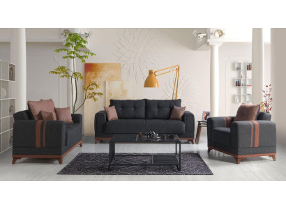 Juego de sofá gris de 3 plazas + 2 plazas + 1 plaza con sillón reclinable completo de 3 piezas.