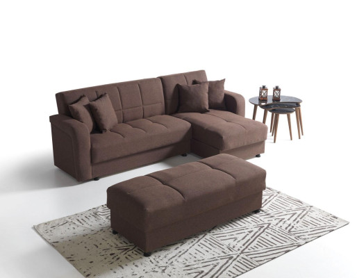 Conjunto de sala de estar de lujo, taburete + sofá en forma de L, juego moderno de relax completo.