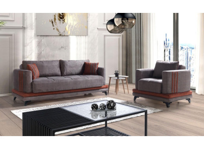 Sofá de 3 plazas + 1 plaza de tela madera sofá de 3 plazas moderno sillón conjunto completo nuevo EU.