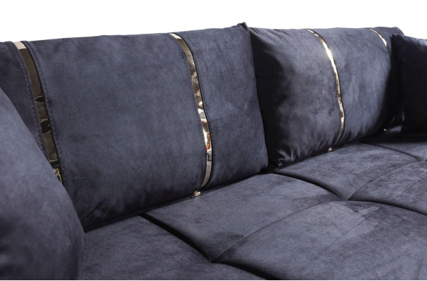 Lujo sofá de 3 plazas Muebles de sala Sofá elegante Textil Negro 208cm