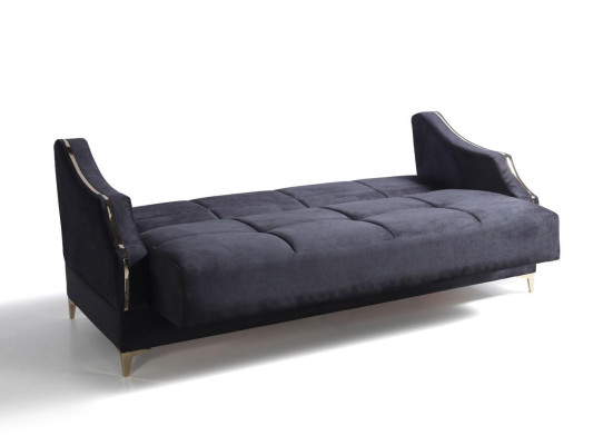 Lujo sofá de 3 plazas Muebles de sala Sofá elegante Textil Negro 208cm