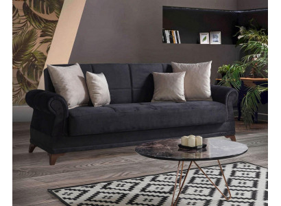 Sofá de lujo de 3 plazas en tela negro Sofá de diseño 3 piezas nuevos Conjunto de relajación