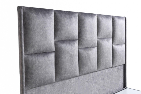 Diseño de cama Camas de lujo Beige Muebles de dormitorio tapizados Plata 160x200