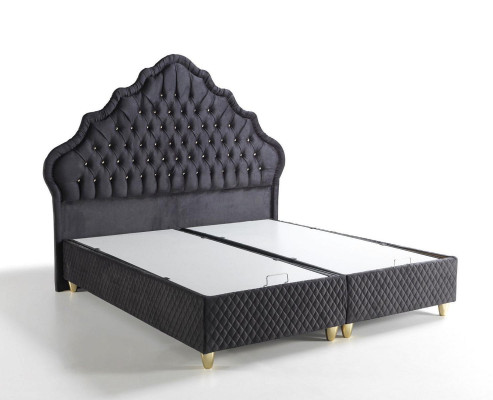Diseño de camas de lujo negras con tapizado, muebles de dormitorio estilo Chesterfield.