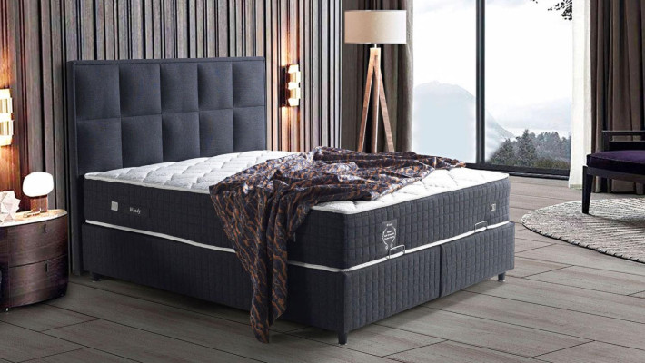 Cama doble de diseño de madera, camas de diseño, muebles de dormitorio, cama boxspring.