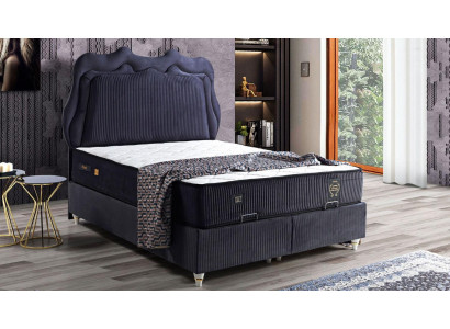 Diseño de cama Camas de lujo Camas tapizadas Muebles de dormitorio Moderno Negro