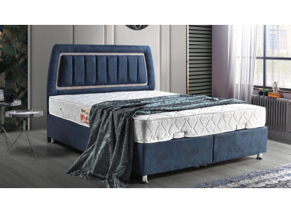 Diseño de cama Camas de lujo Cama con almacenamiento Tapizado Muebles de dormitorio Moderno Azul