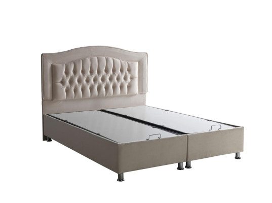 Diseño de cama Cama de lujo Beige Muebles de dormitorio tapizados Plata Chesterfield