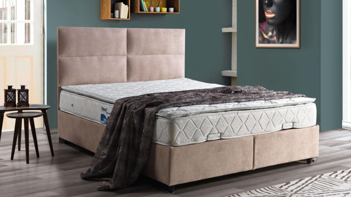 Diseño de cama de lujo en beige para dormitorio, muebles de dormitorios acolchados, camas dobles de 160x200.
