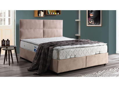 Diseño de cama de lujo en beige para dormitorio, muebles de dormitorios acolchados, camas dobles de 160x200.