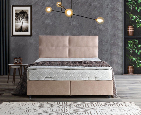 Diseño de cama de lujo en beige para dormitorio, muebles de dormitorios acolchados, camas dobles de 160x200.