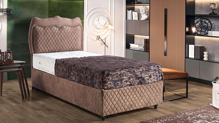 Diseño de cama Camas de lujo Camas tapizadas Muebles de dormitorio Marrón 90x190cm