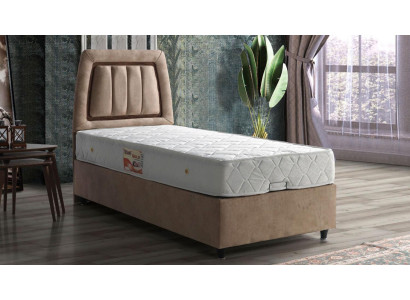 Diseño de cama, camas de diseño de lujo beige, muebles de dormitorio tapizados modernos 90x190 de lujo.