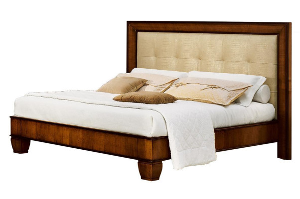 Cama marrón dormitorio muebles de madera textil diseño estilo Art déco clásico Nuevo