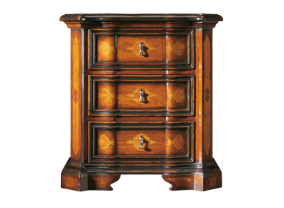 Mesa auxiliar clásica de noche en diseño marrón, cómoda de noche, mesita de noche, muebles.