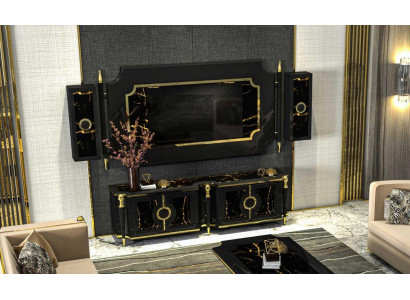 Mueble de pared clásico en estilo gótico con panel de TV y aparador RTV.