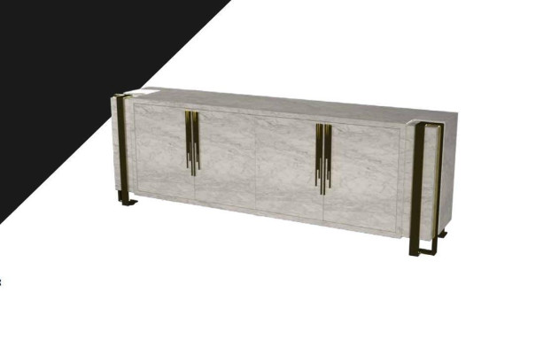 Buffet de lujo de diseño moderno Buffet de salón beige de 230 cm Mueble