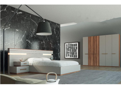 Cama mesa de noche armario de lujo de 4 piezas. Set de dormitorio de diseño nuevo.
