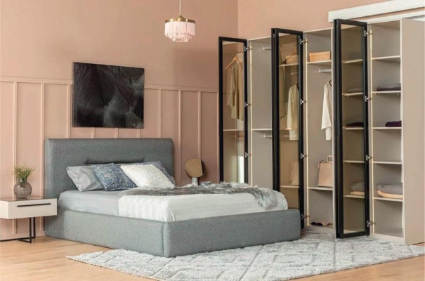 Cama cama doble cama 2x mesitas de noche diseño de madera dormitorio 3 piezas conjunto