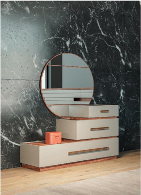 Mueble de dormitorio juego de 2 piezas Cómoda con espejo Diseño moderno de lujo