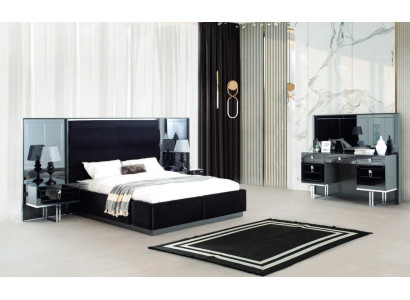 Cama Mesa de noche Tocador 4 piezas Conjunto de dormitorio Diseño Moderno Lujo