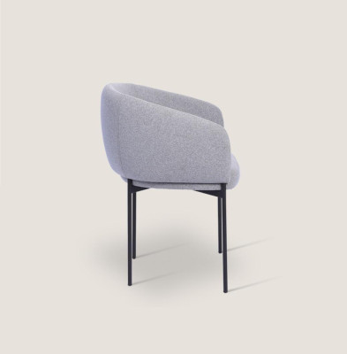 Silla acolchada gris con apoyabrazos, diseño de una plaza, sillas de salón.