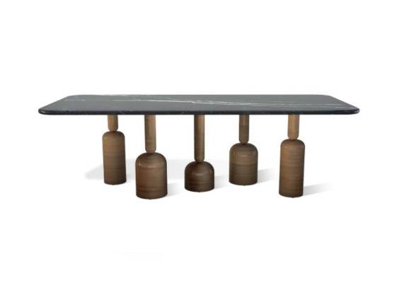 Diseñador Mesa de comedor de mármol gris Patas de metal Muebles de comedor de lujo Nuevo