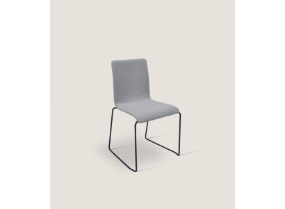 Silla gris de una plaza con patas de acero inoxidable, muebles de comedor de diseñador nuevos.