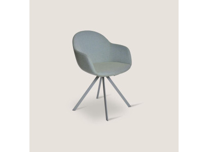 Silla tapizada gris de lujo en tela para mobiliario de comedor de estilo individual.