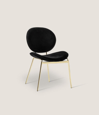 Silla de diseñador negra con patas de acero inoxidable Sillas de comedor modernas