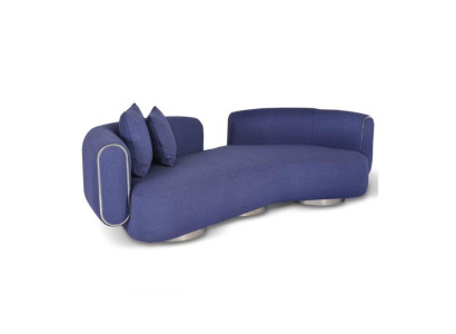 Sofá de lujo de tres plazas azul, mueble de asientos moderno para la sala de estar.