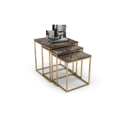 Acero inoxidable conjunto de mesas auxiliares mesas de diseño sala de estar decoración