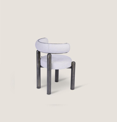 Diseñador Silla Blanca Sillas de Comedor Tapizados Textil Asiento Individual Patas Metálicas
