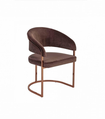 Silla de comedor de lujo marrón moderna con tapizado de tela. Muebles nuevos.