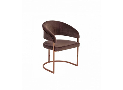 Silla de comedor de lujo marrón moderna con tapizado de tela. Muebles nuevos.