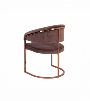 Silla de comedor de lujo marrón moderna con tapizado de tela. Muebles nuevos.