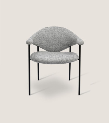 Moderna silla de comedor gris con brazos y tapizado