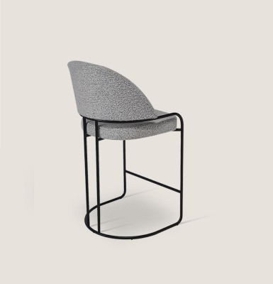 Taburete gris con patas de acero inoxidable Silla de comedor Sillas de diseño altas