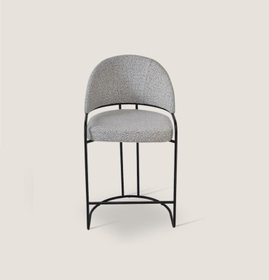 Taburete gris con patas de acero inoxidable Silla de comedor Sillas de diseño altas