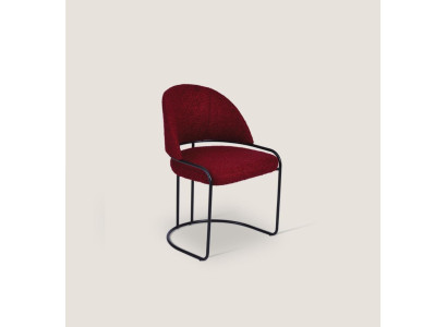 Silla de diseñador roja tapizada de una plaza para comedor de tela, sillas de lujo.