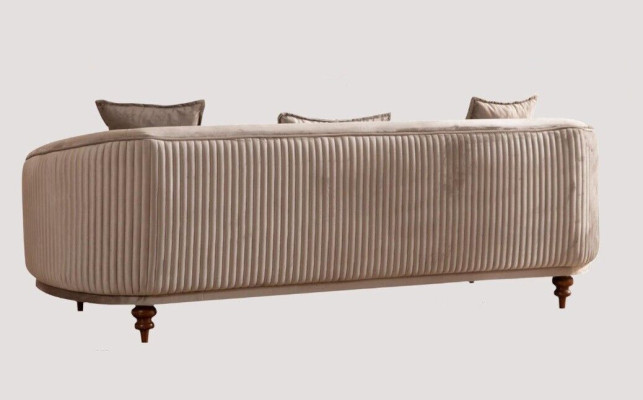 Sofá de 3 plazas. Sillón elegante de diseño moderno de lujo con muebles de madera tapizados.