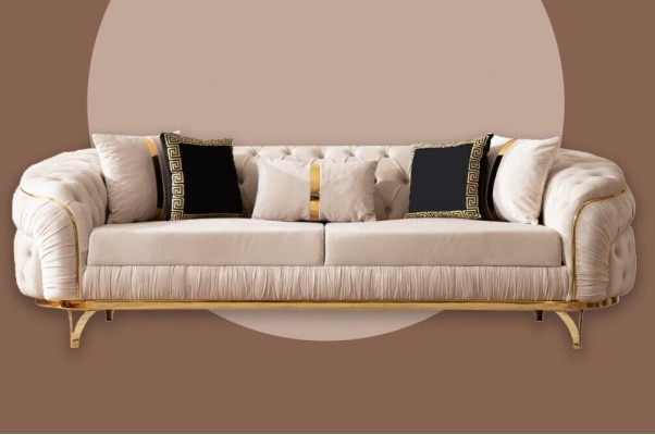Sofá diseño 3 plazas Chesterfield tela Sofá Acolchado Sofás tela nuevo